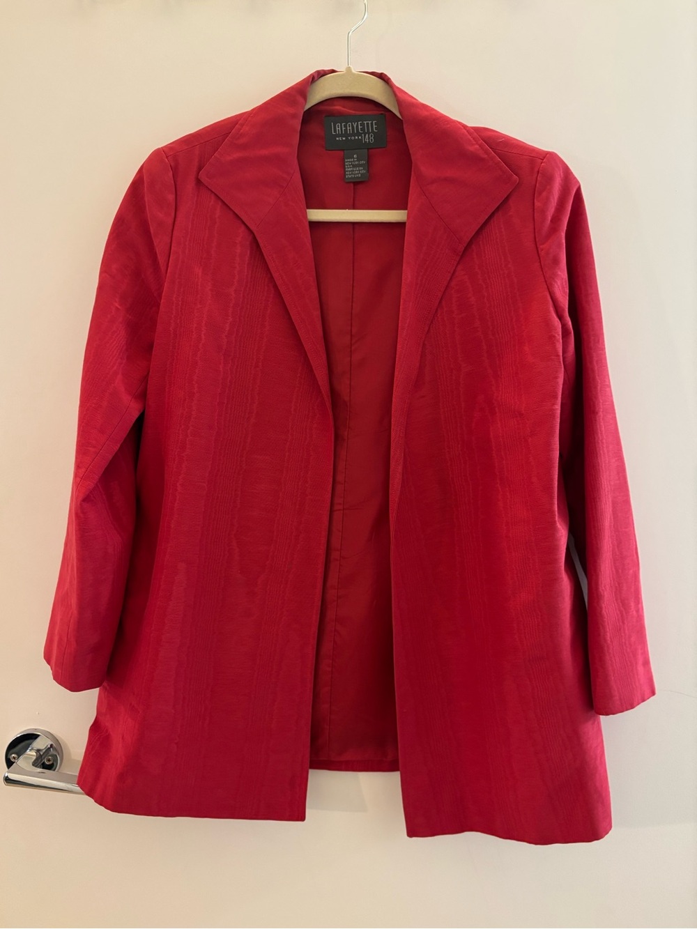 Vintage Lafayette 148 New York Red Longline Blazer Jacket Size 6